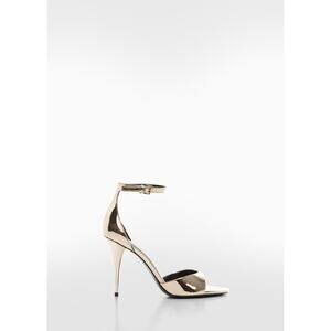 MANGO Womens Metallic Heel Sandals - 6.5 - Gold